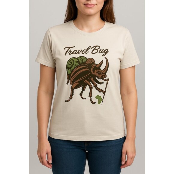 Afrika Joe Graphic T Shirt Travel Bug Women's Size L - Picture 1 of 8